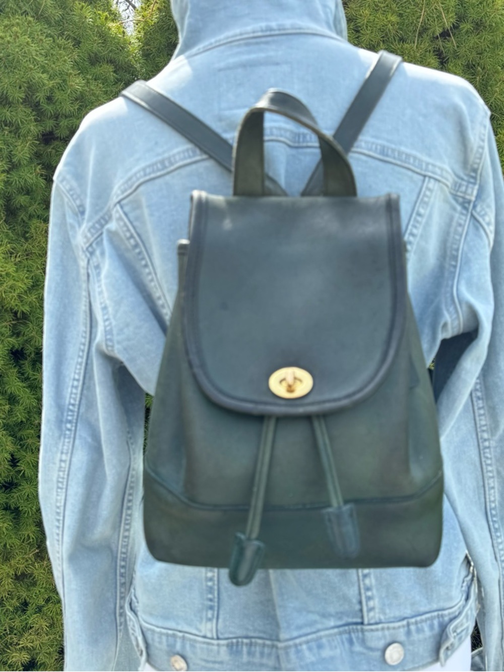 Vintage Coach Willis Station Mini Backpack in Bottle Green